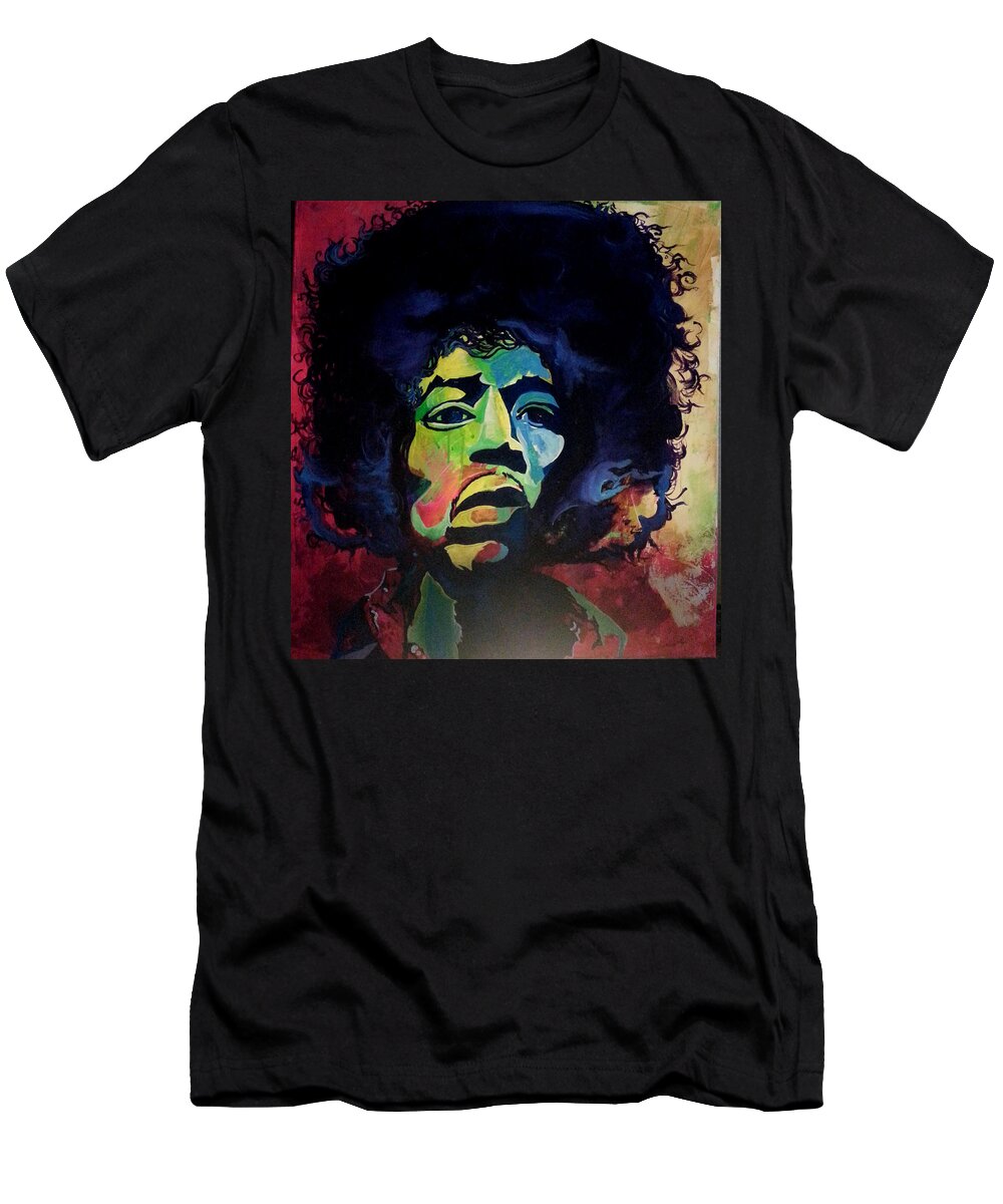  T-Shirt featuring the painting Jimi by Femme Blaicasso