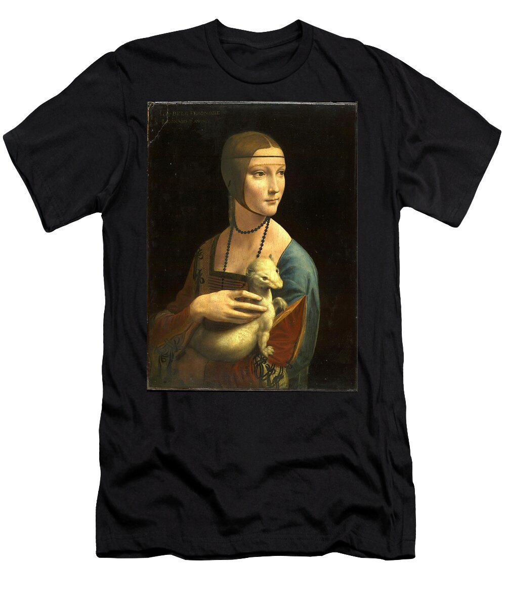 Leonardo Da Vinci T-Shirt featuring the painting Lady With An Ermine #1 by Leonardo Da Vinci