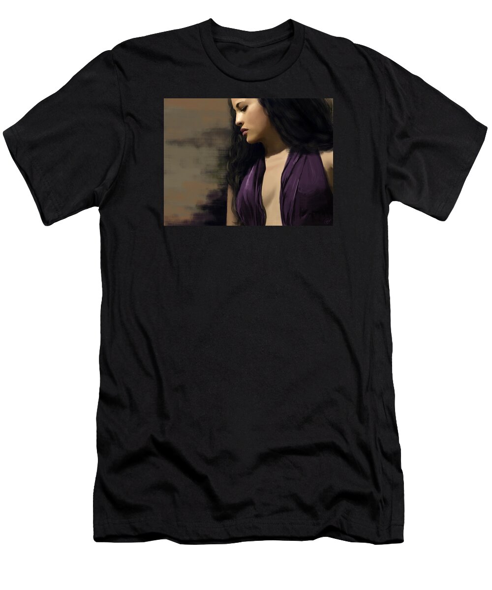 Girl T-Shirt featuring the digital art Loneliness by Kate Black