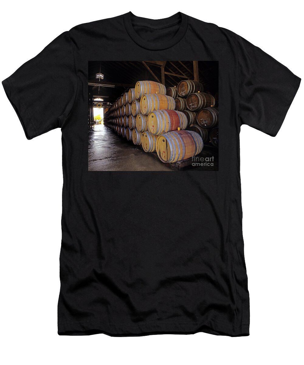 Craig Lovell T-Shirt featuring the photograph Oak Barrels at Ventana Vineyards #1 by Craig Lovell