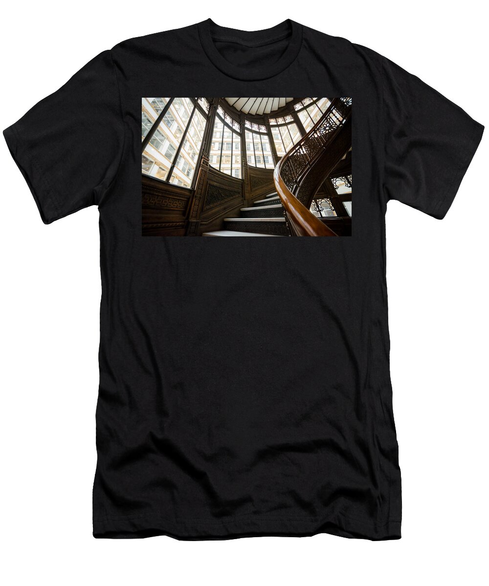 Chicago T-Shirt featuring the photograph Rookery Building Up the Oriel Staircase #1 by Anthony Doudt