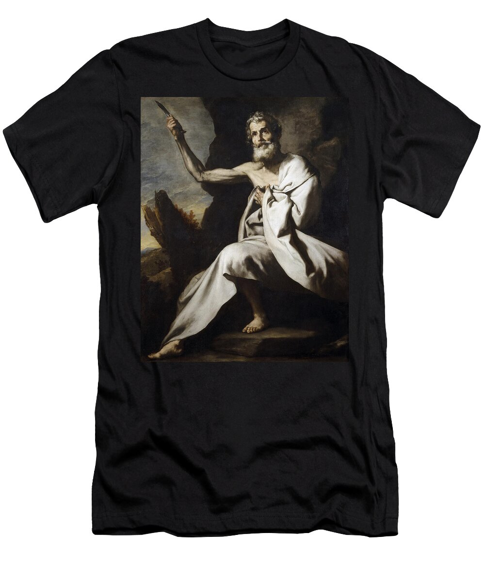 Jusepe De Ribera T-Shirt featuring the painting Saint Bartholomew #1 by Jusepe de Ribera