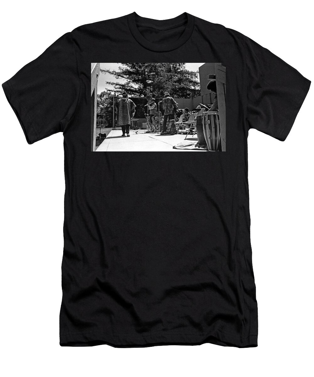 Sun Ra Arkestra T-Shirt featuring the photograph Sun Ra Arkestra UC Davis Quad 2 #1 by Lee Santa