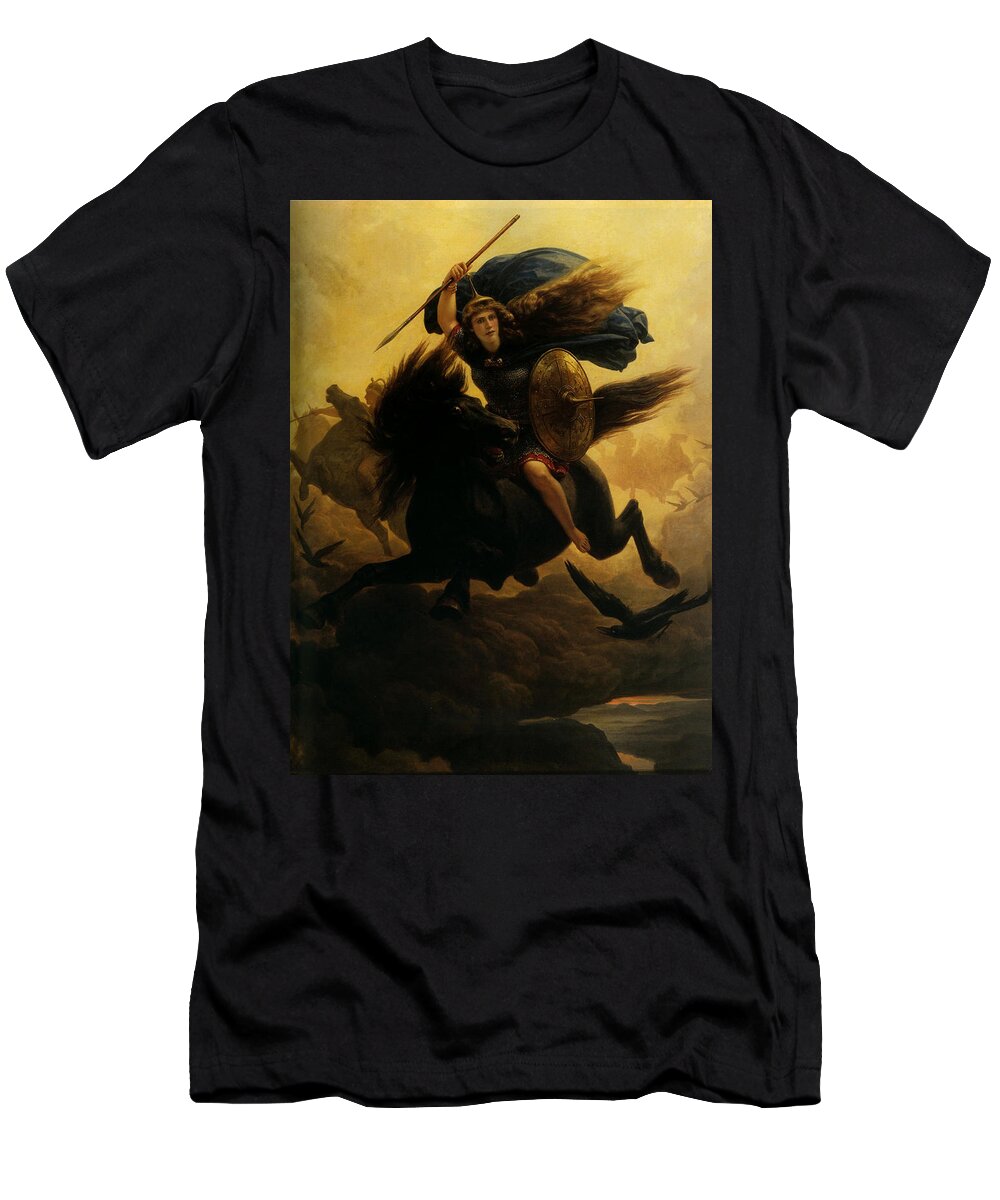 Peter Nicolai Arbo T-Shirt featuring the painting Valkyrie #4 by Peter Nicolai Arbo