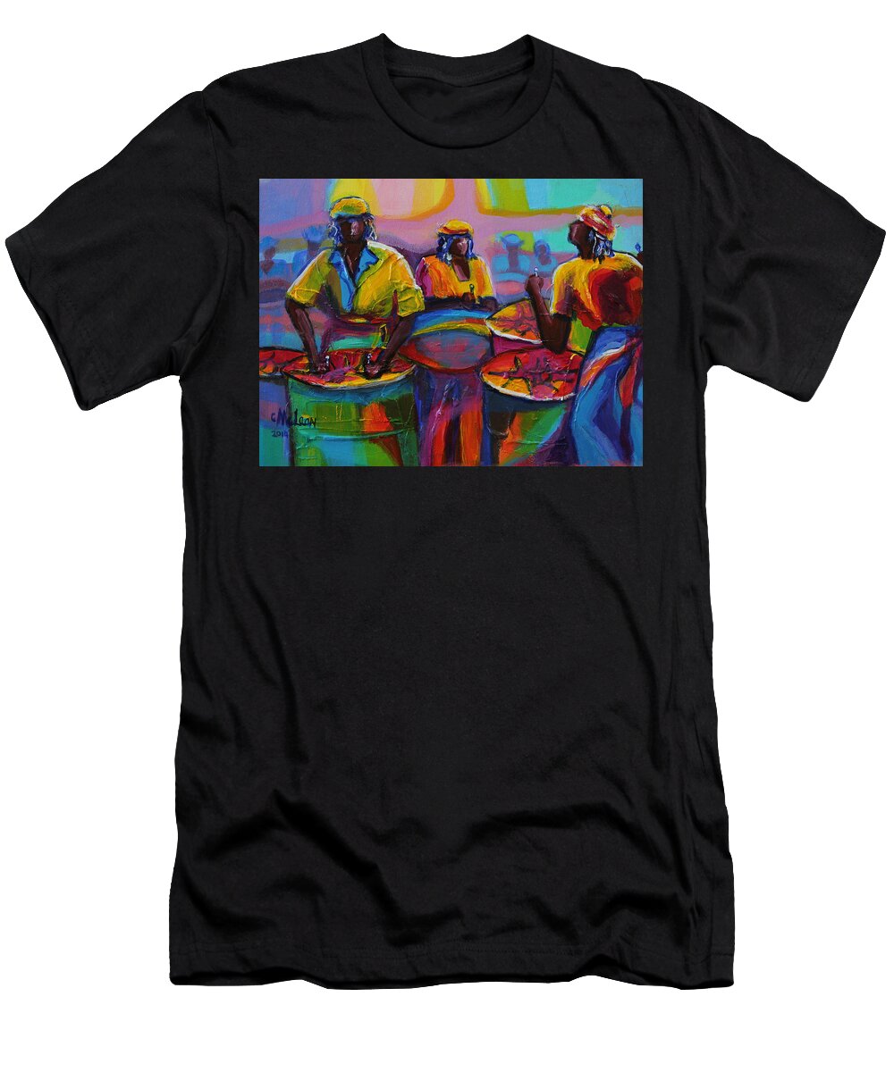 Abstract T-Shirt featuring the painting Steel Pan by Cynthia McLean