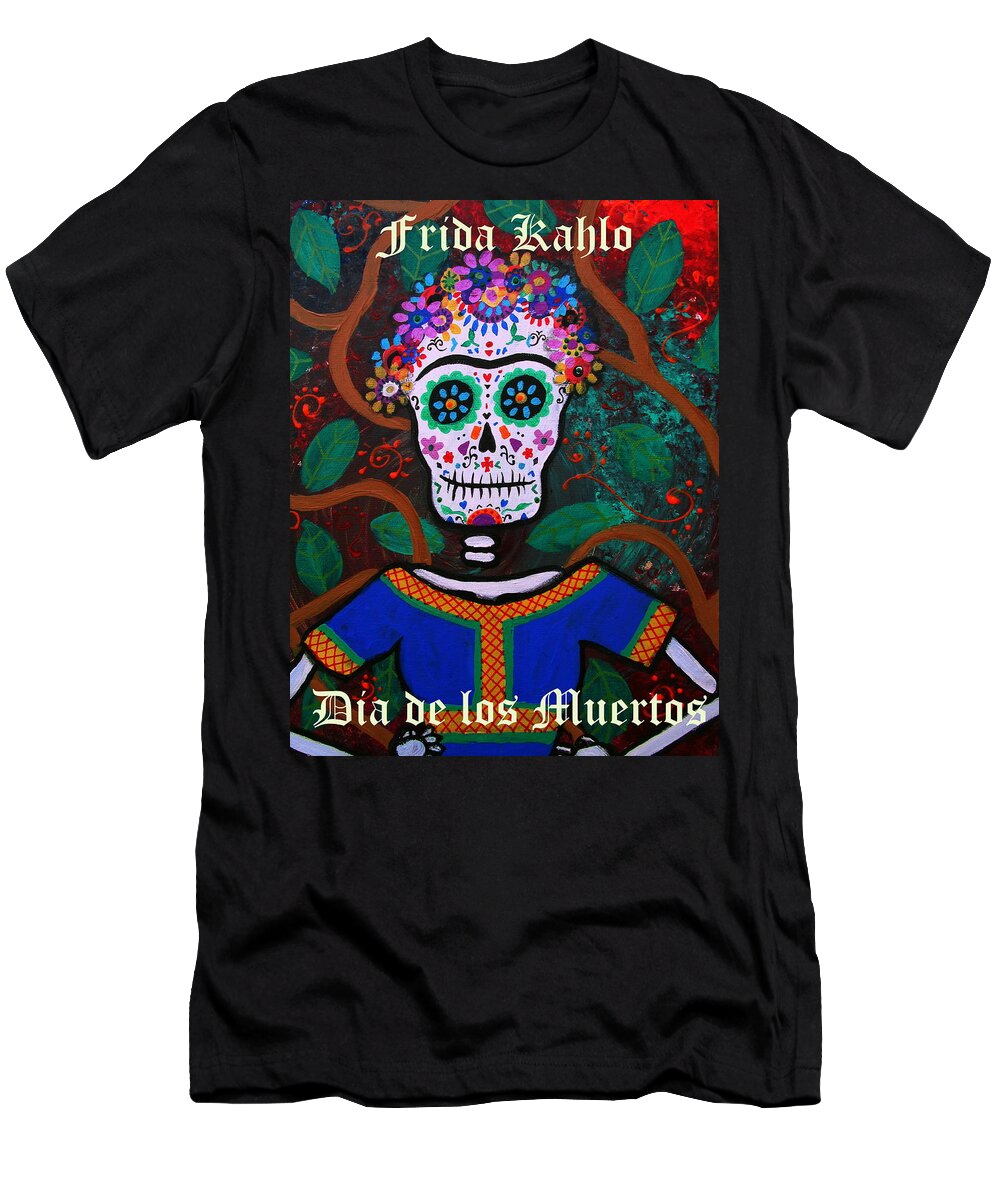 El Perrito T-Shirt featuring the painting Frida Kahlo #17 by Pristine Cartera Turkus