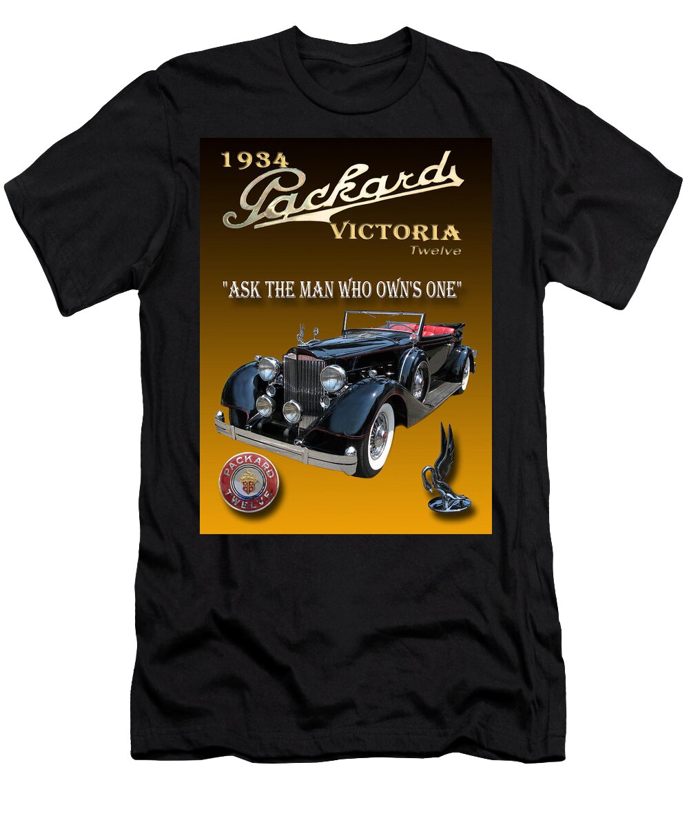 Photography By Jack Pumphrey Used In Advertising T-Shirt featuring the photograph 1934 Packard by Jack Pumphrey