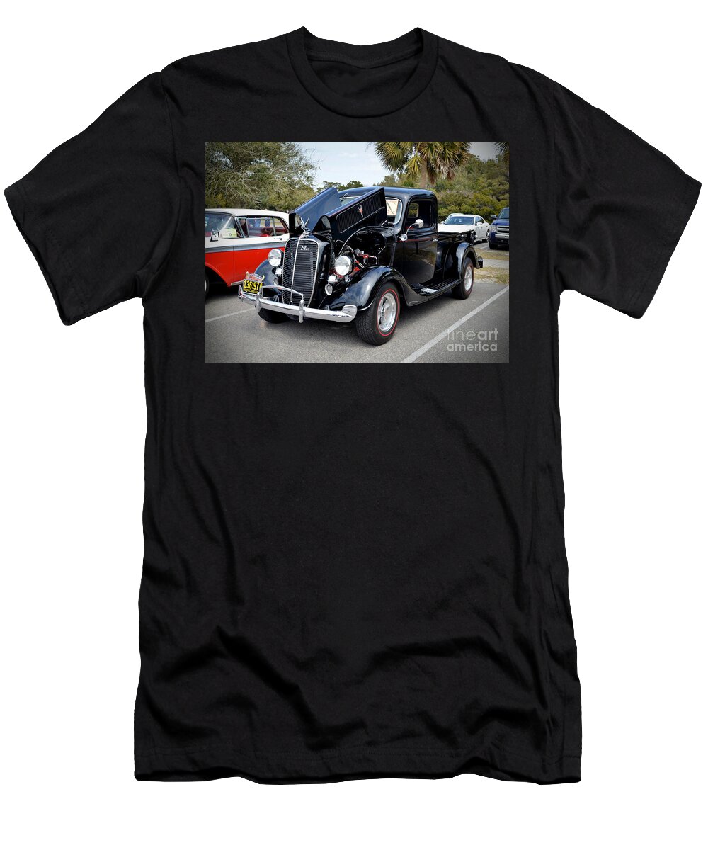 Cars T-Shirt featuring the photograph 1937 Ford Pick Up by Kathy Baccari