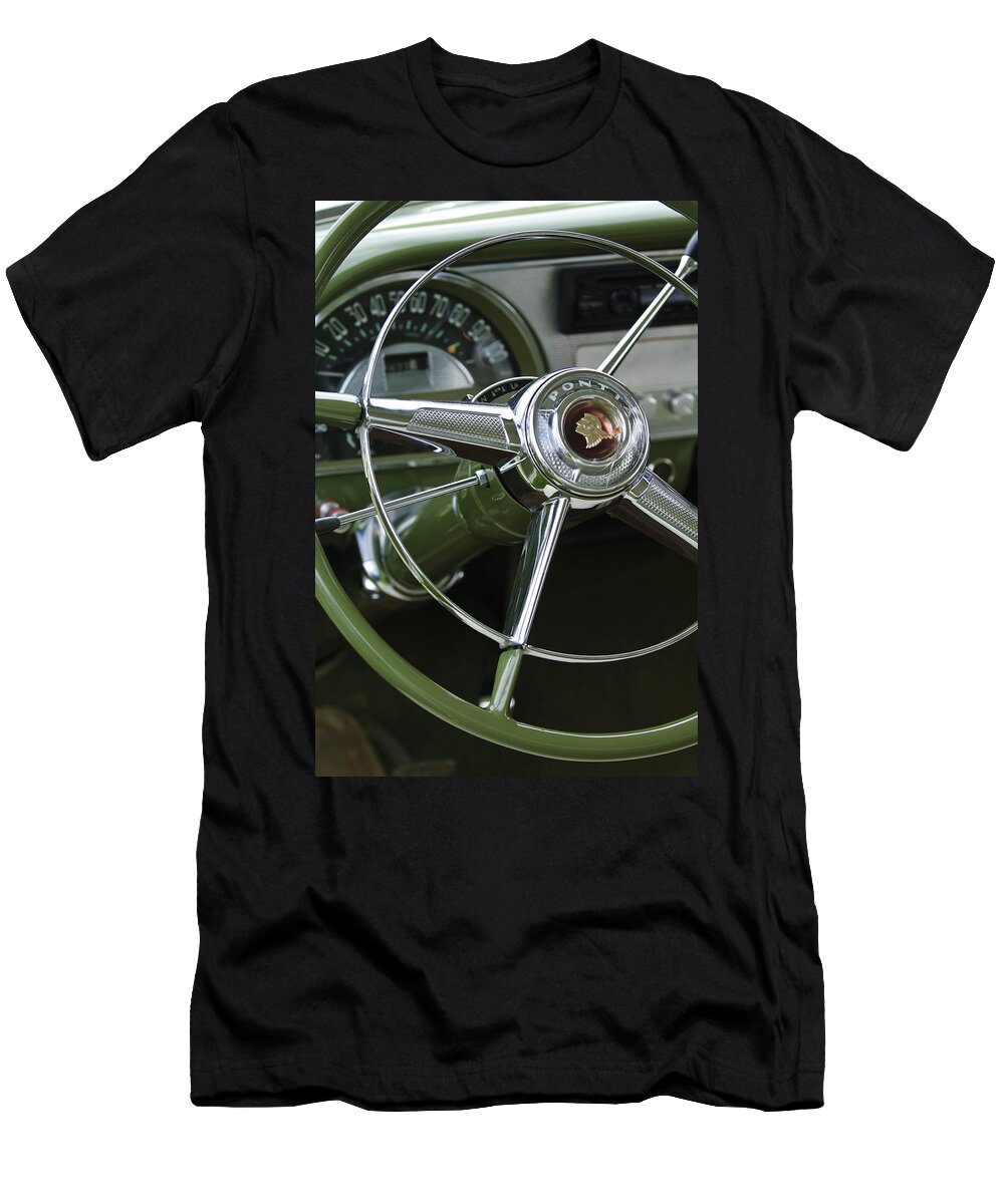 1953 Pontiac T-Shirt featuring the photograph 1953 Pontiac Steering Wheel by Jill Reger
