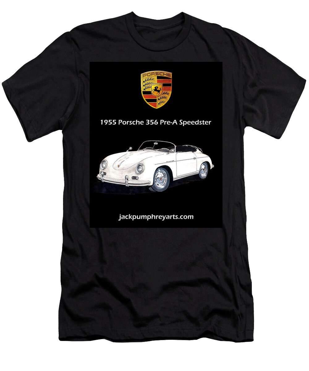 Automobile Poster Art T-Shirt featuring the painting 1955 Porsche 356 Pre A Speedster by Jack Pumphrey