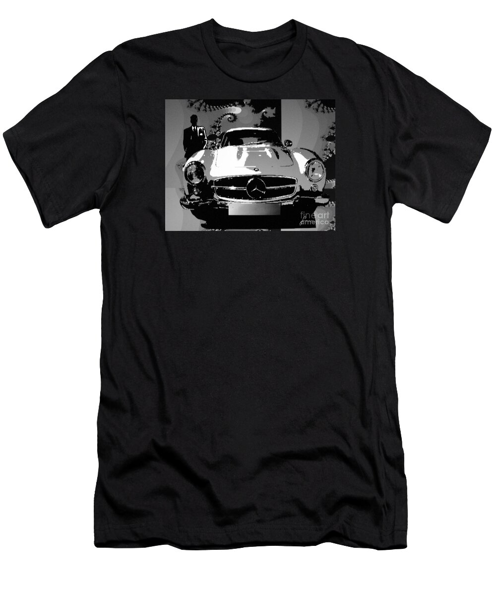 Automotive Art T-Shirt featuring the painting 1956 Mercedes Benz 300 sl Gullwing by Sinisa Saratlic