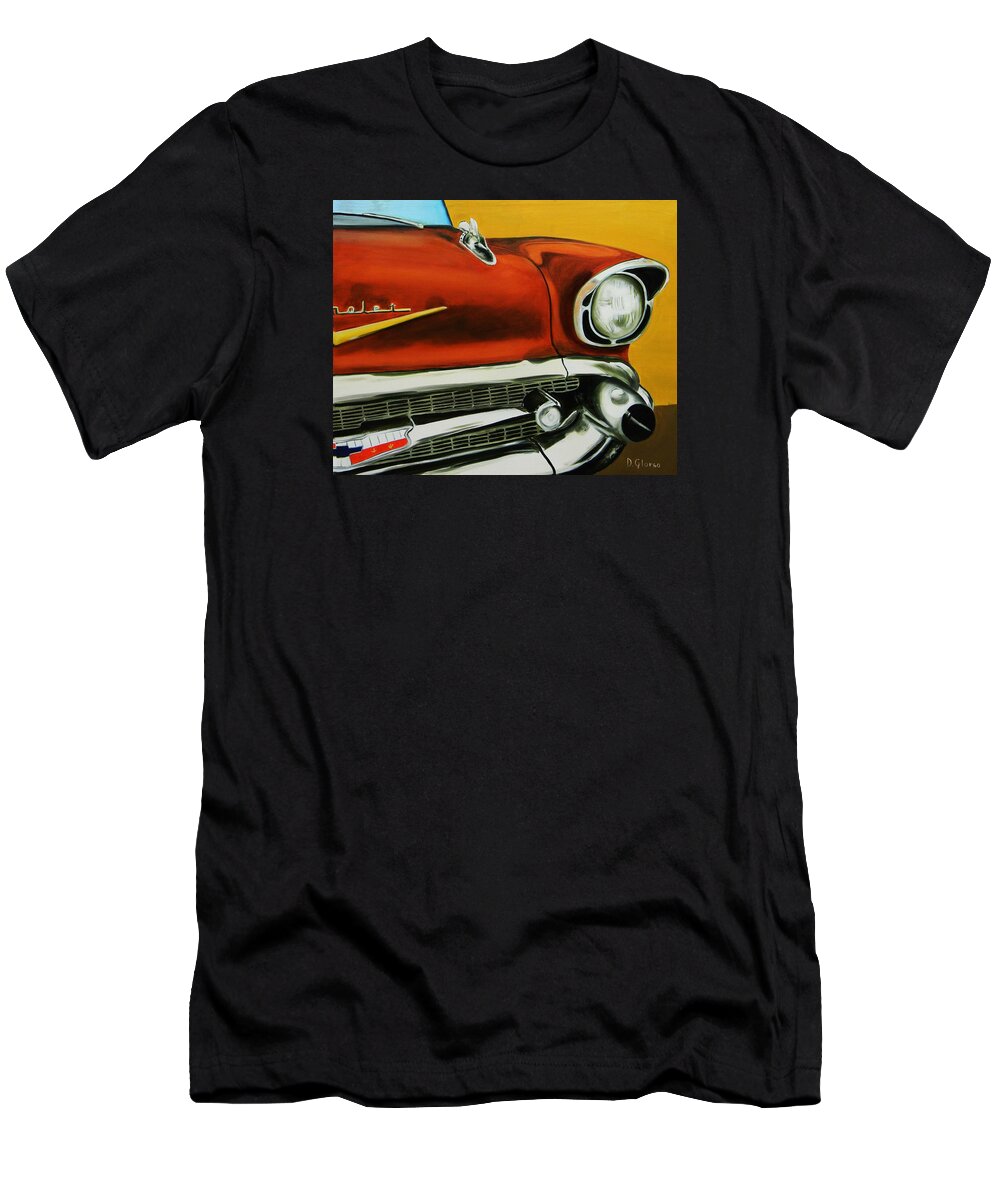 55 Chevy Truck T-Shirt featuring the painting 1957 Chevy - Coppertone by Dean Glorso