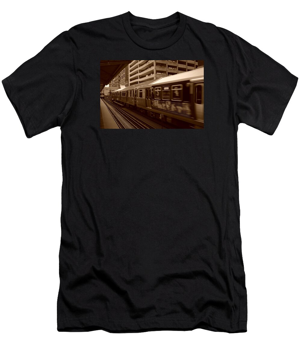 Chicago Cta T-Shirt featuring the photograph Chicago CTA by Miguel Winterpacht