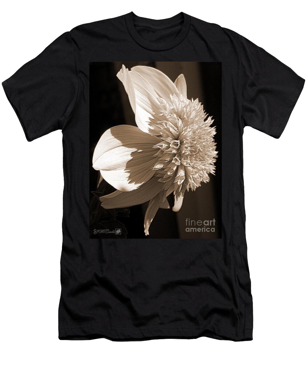 Mccombie T-Shirt featuring the digital art Dahlia named Platinum Blonde #2 by J McCombie