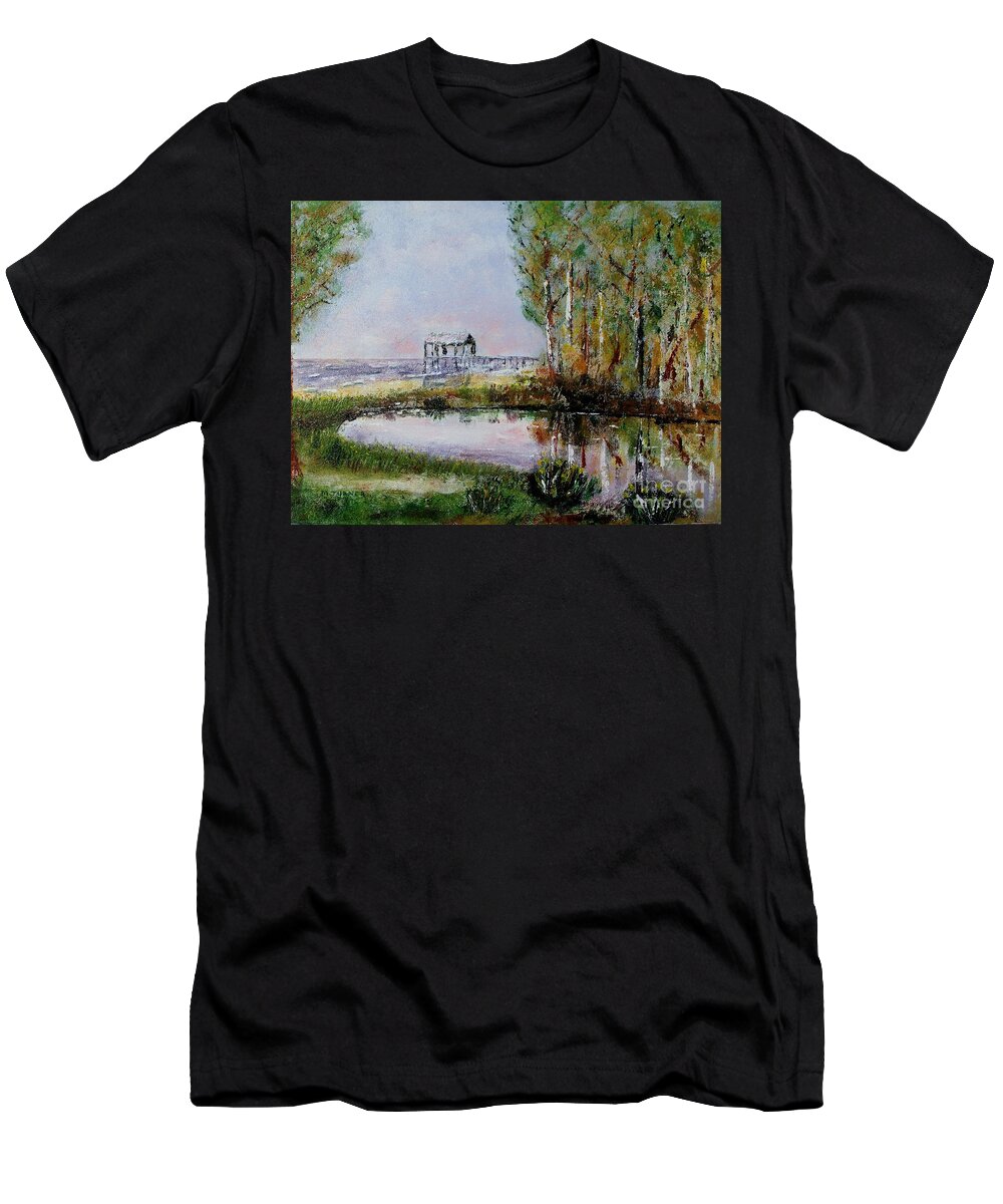 Landscape T-Shirt featuring the painting Fairhope al. Duck Pond by Melvin Turner