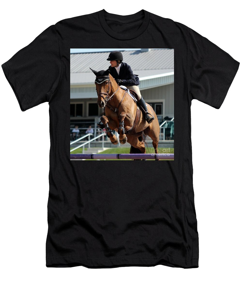 Equestrian T-Shirt featuring the photograph Jumper6 #2 by Janice Byer