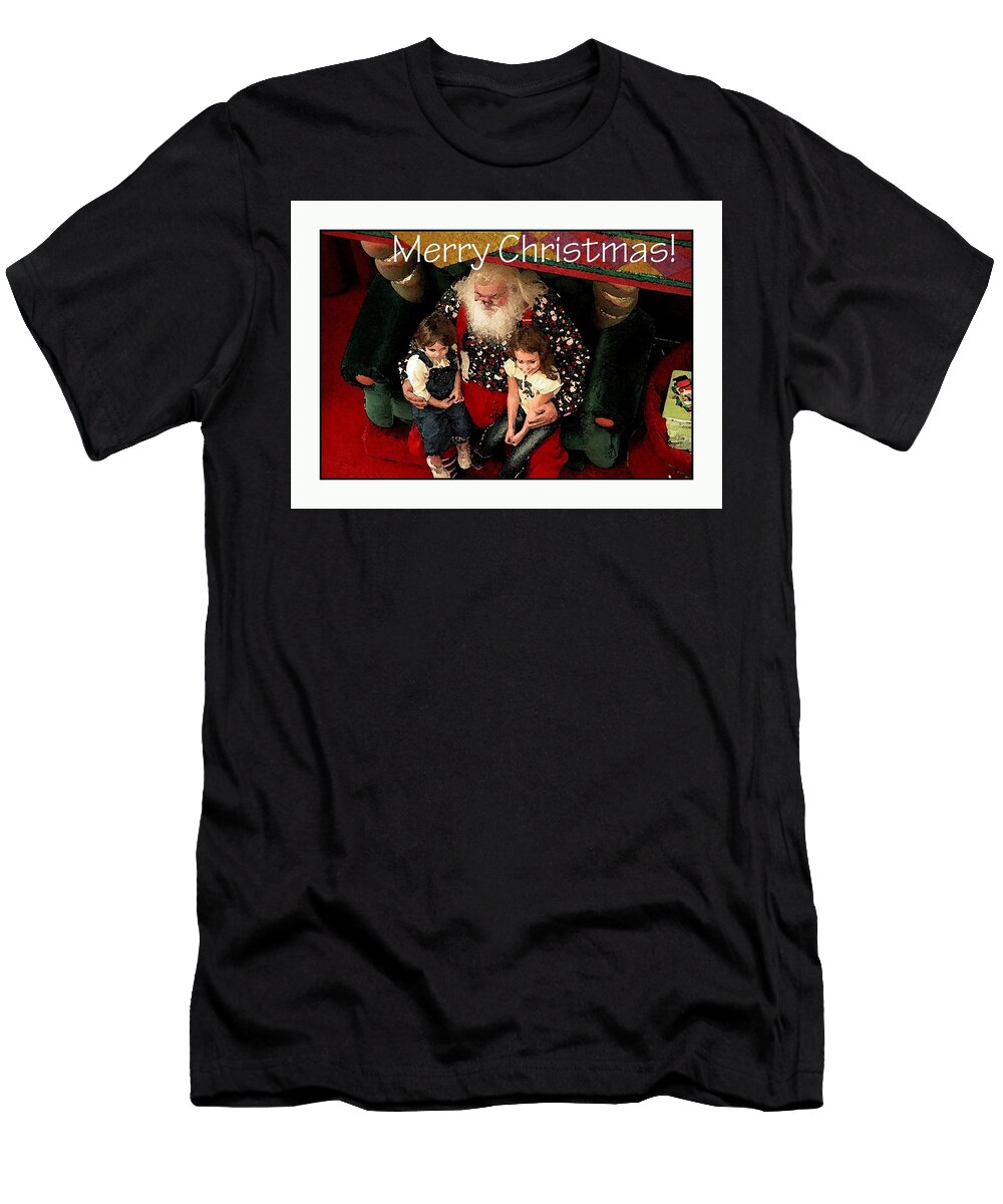 Celebrate T-Shirt featuring the photograph Merry Christmas With Santa by Jerry Sodorff