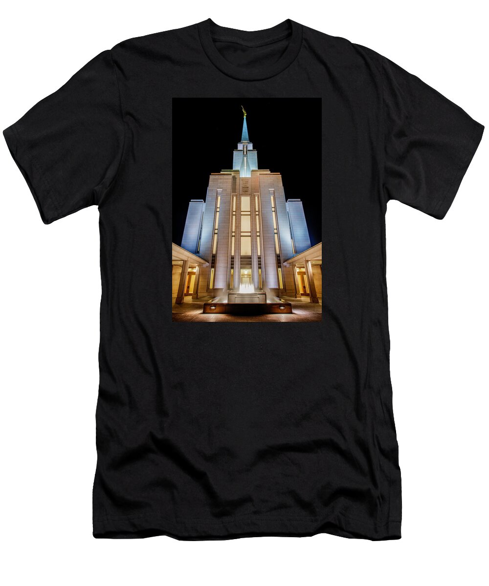 Oquirrh Mountain Temple T-Shirt featuring the photograph Oquirrh Mountain Temple 1 by Chad Dutson