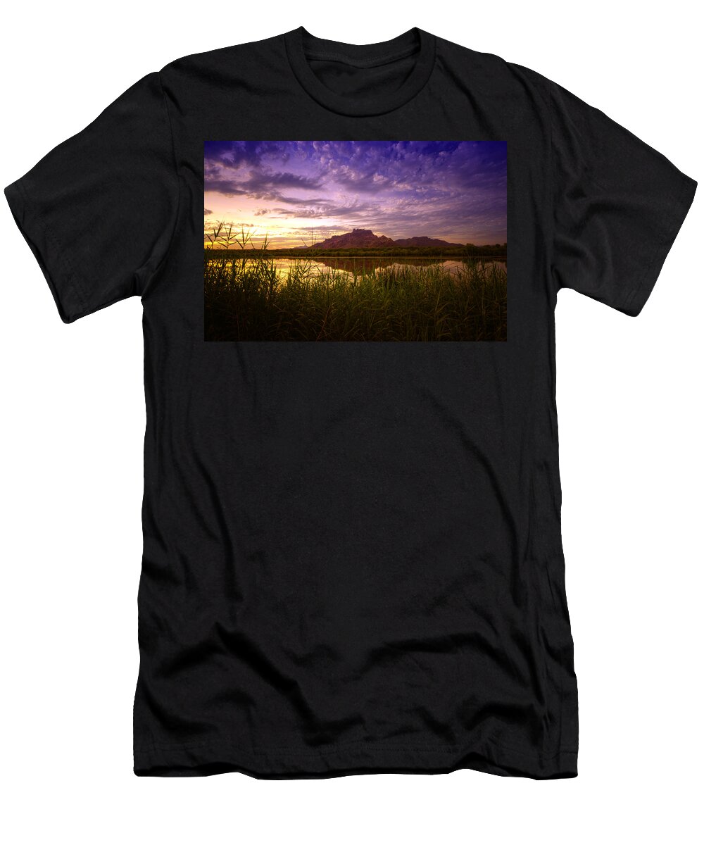 Sunset T-Shirt featuring the photograph Red Mountain Reflections #2 by Saija Lehtonen