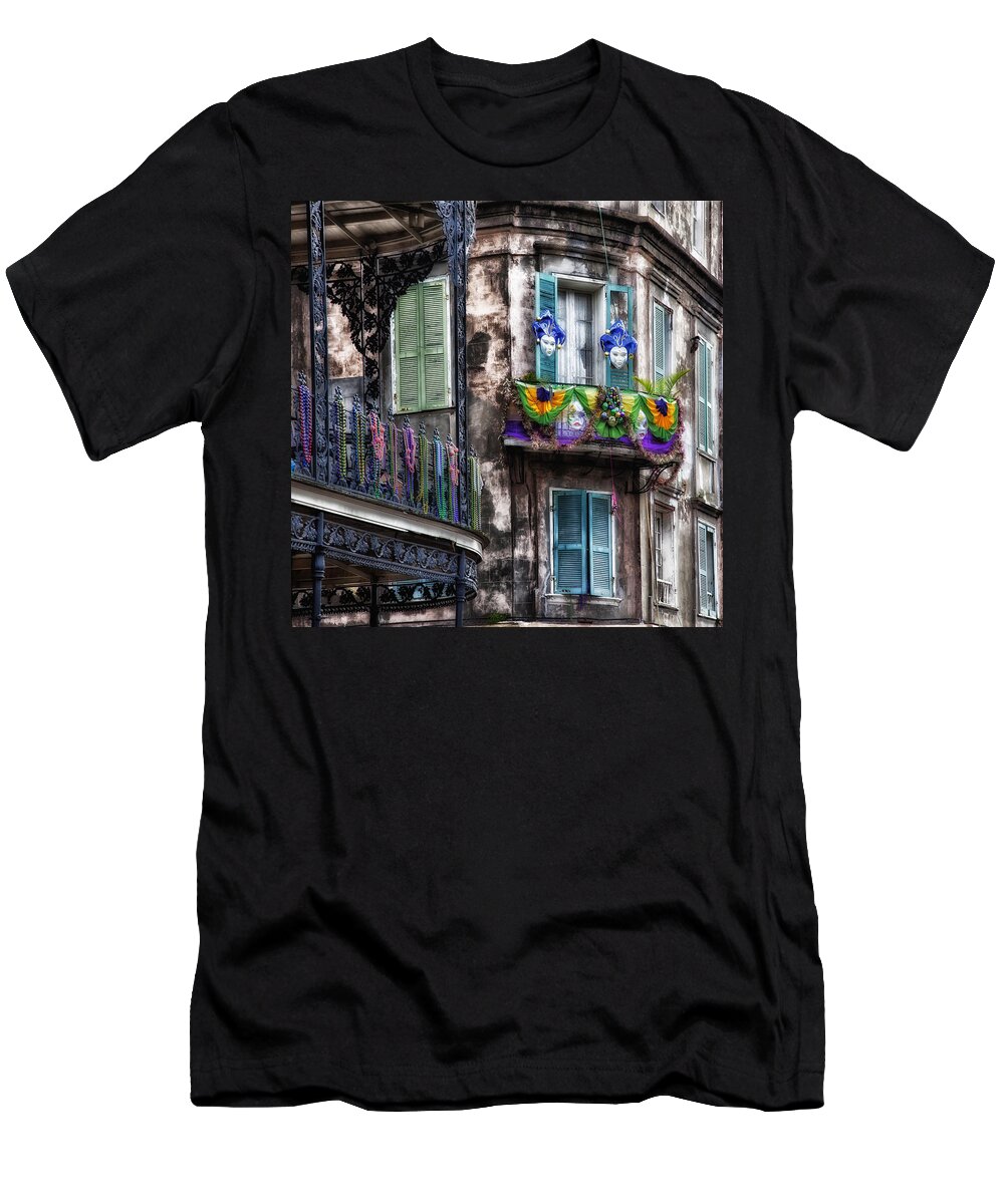 Mardi Gras T-Shirt featuring the photograph The French Quarter during Mardi Gras #1 by Mountain Dreams