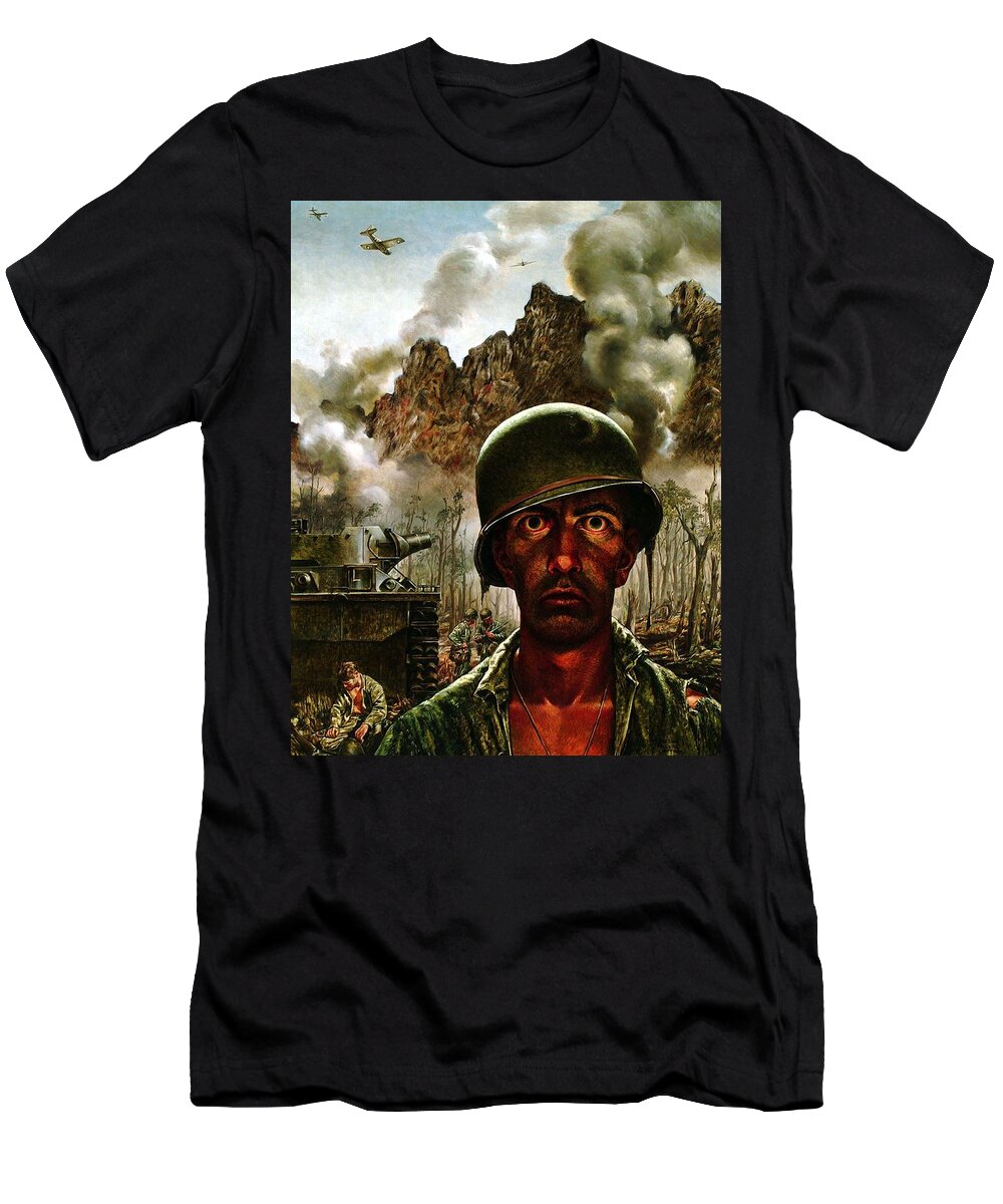 World War Ii T-Shirt featuring the painting 2000 Yard Stare by Mountain Dreams