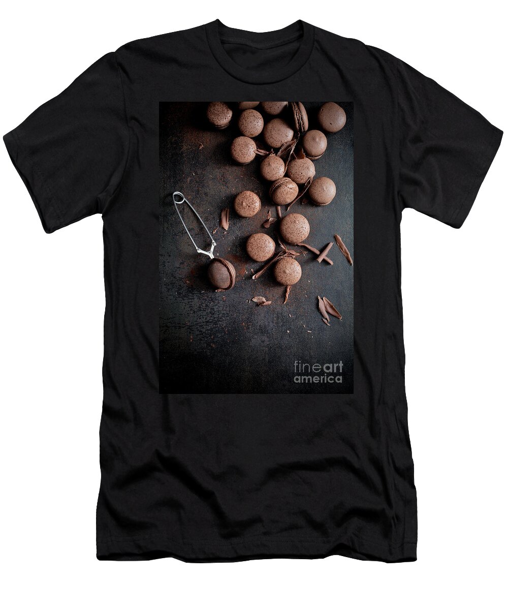 Brown T-Shirt featuring the photograph Chocolate macaroons #3 by Kati Finell
