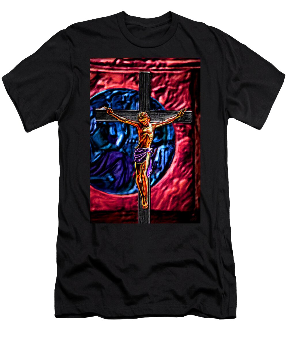 Nutting T-Shirt featuring the painting Christs Crucifixion #4 by Bruce Nutting