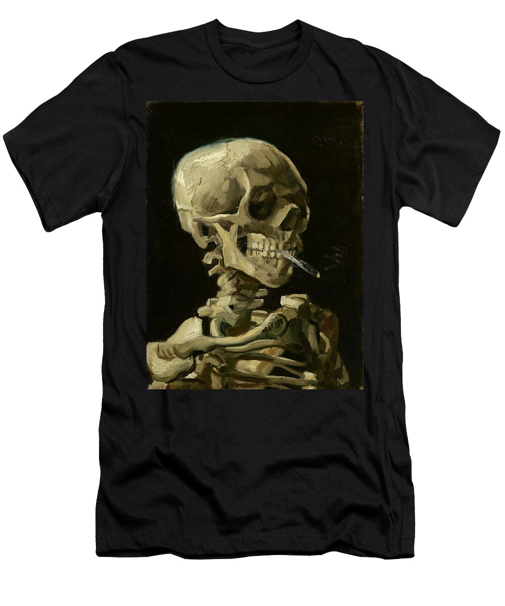 Vincent Van Gogh T-Shirt featuring the painting Head of a skeleton with a burning cigarette #10 by Vincent van Gogh