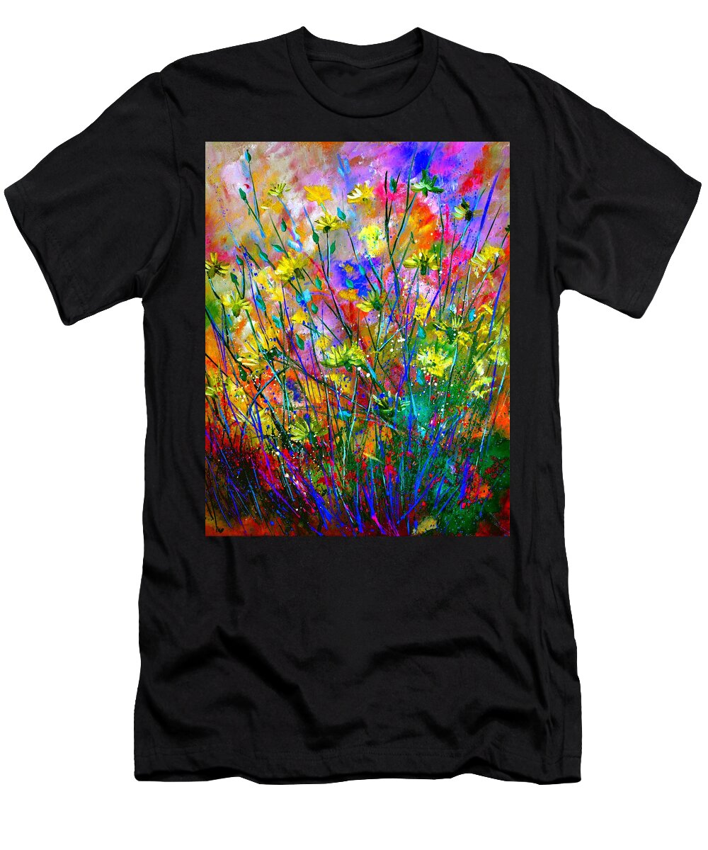 Flowers T-Shirt featuring the painting Wild Flowers by Pol Ledent