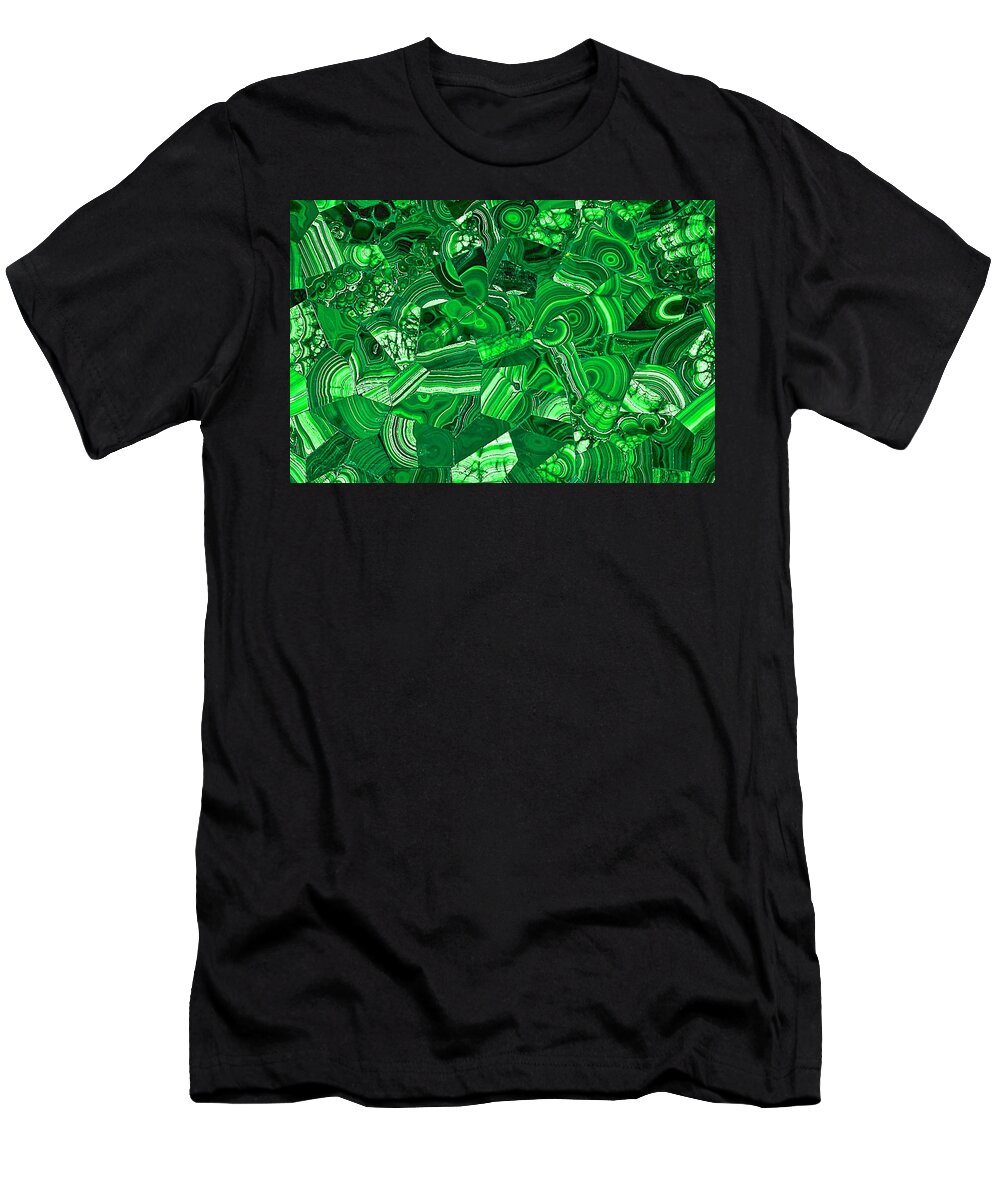 Rock T-Shirt featuring the photograph Vibrant Green Malachite Bits and Bobs by Debra Amerson