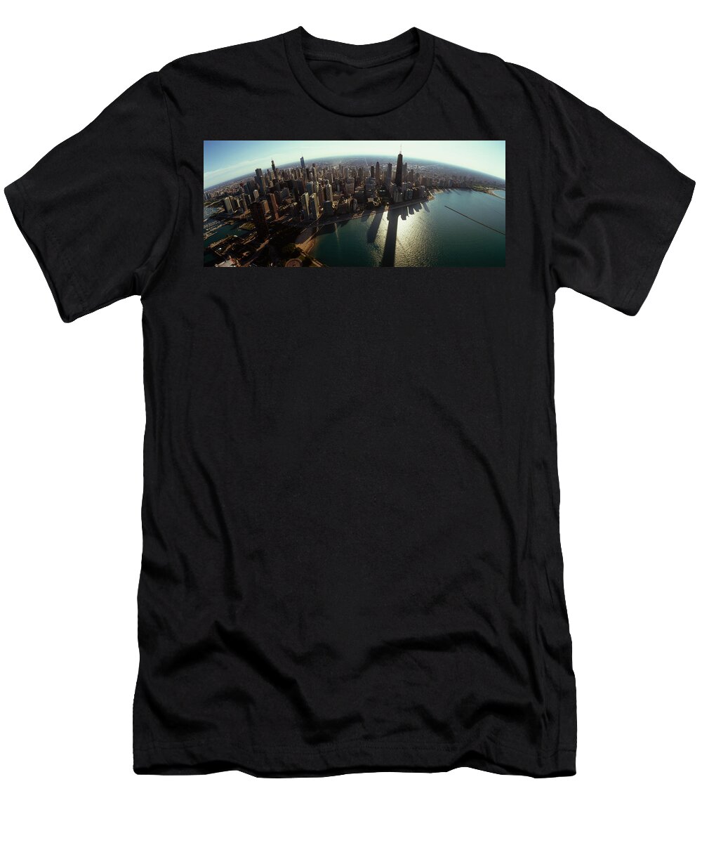 Photography T-Shirt featuring the photograph Aerial View Of A City, Chicago, Cook #4 by Panoramic Images