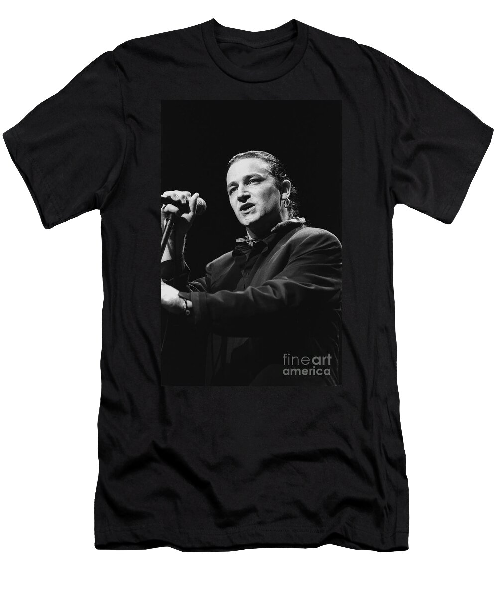 Singer T-Shirt featuring the photograph U2 - Bono #2 by Concert Photos