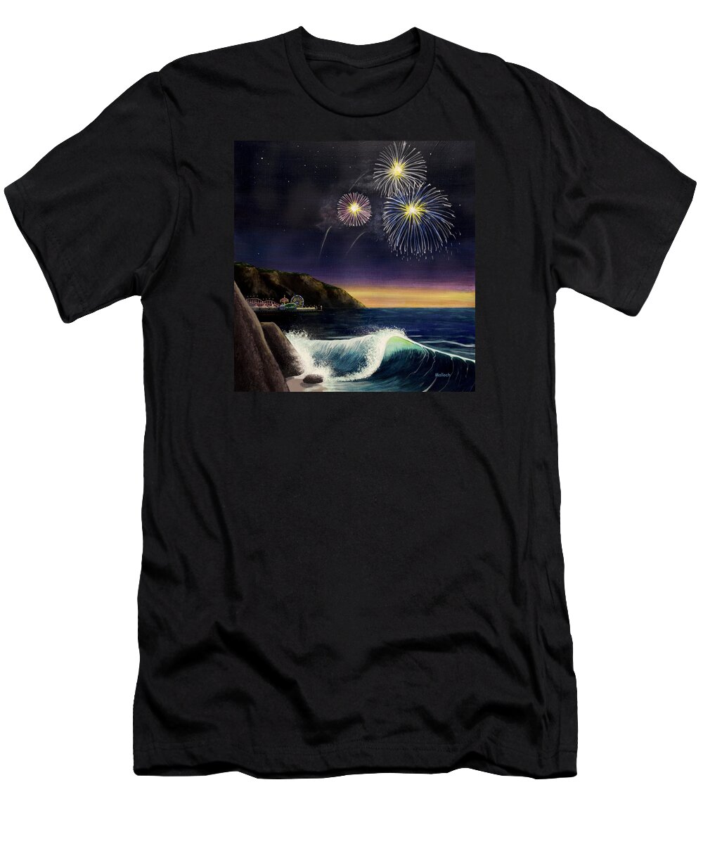 Amusement Pier T-Shirt featuring the painting 4th on the Shore by Jack Malloch