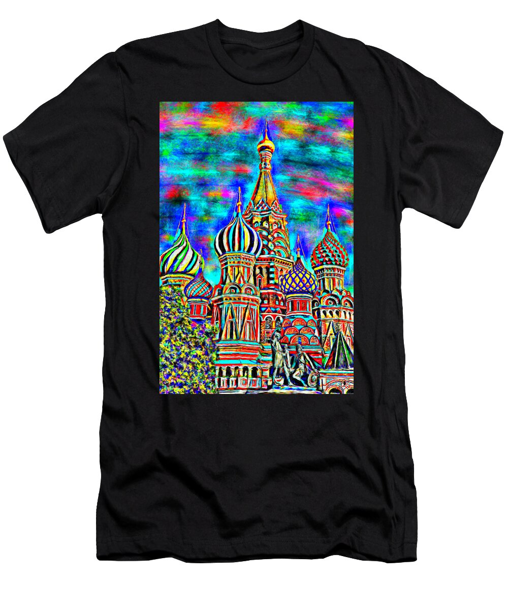 Church T-Shirt featuring the painting Rainbow Temple #5 by Bruce Nutting