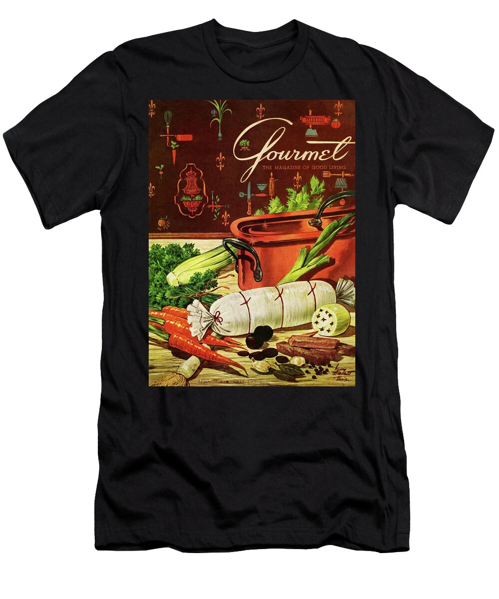 Food T-Shirt featuring the photograph A Copper Pot And Ingredients Of Ballontine De by Henry Stahlhut