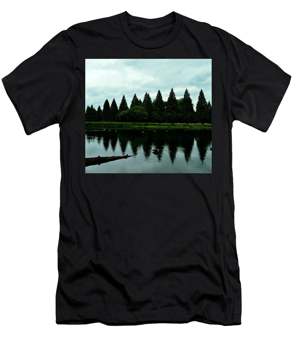 Reflection T-Shirt featuring the photograph A Gaggle of Pines by Laureen Murtha Menzl
