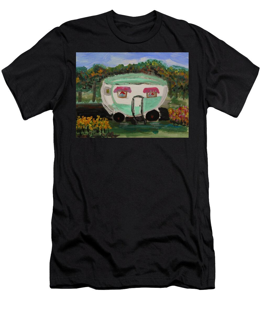 Trailer T-Shirt featuring the painting A Good Spot by Mary Carol Williams