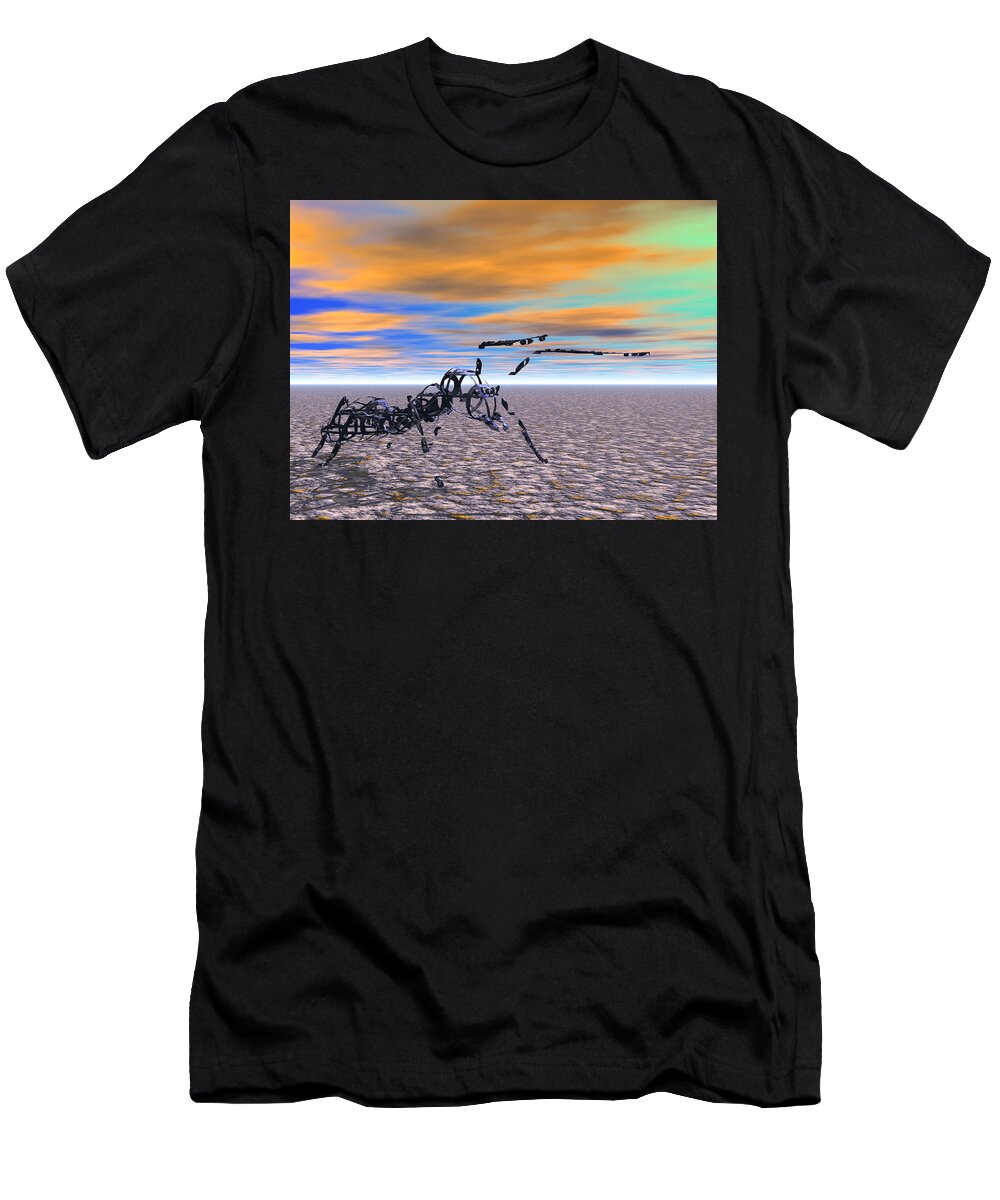 Sunset T-Shirt featuring the digital art A Memory of Persistence by Bernie Sirelson