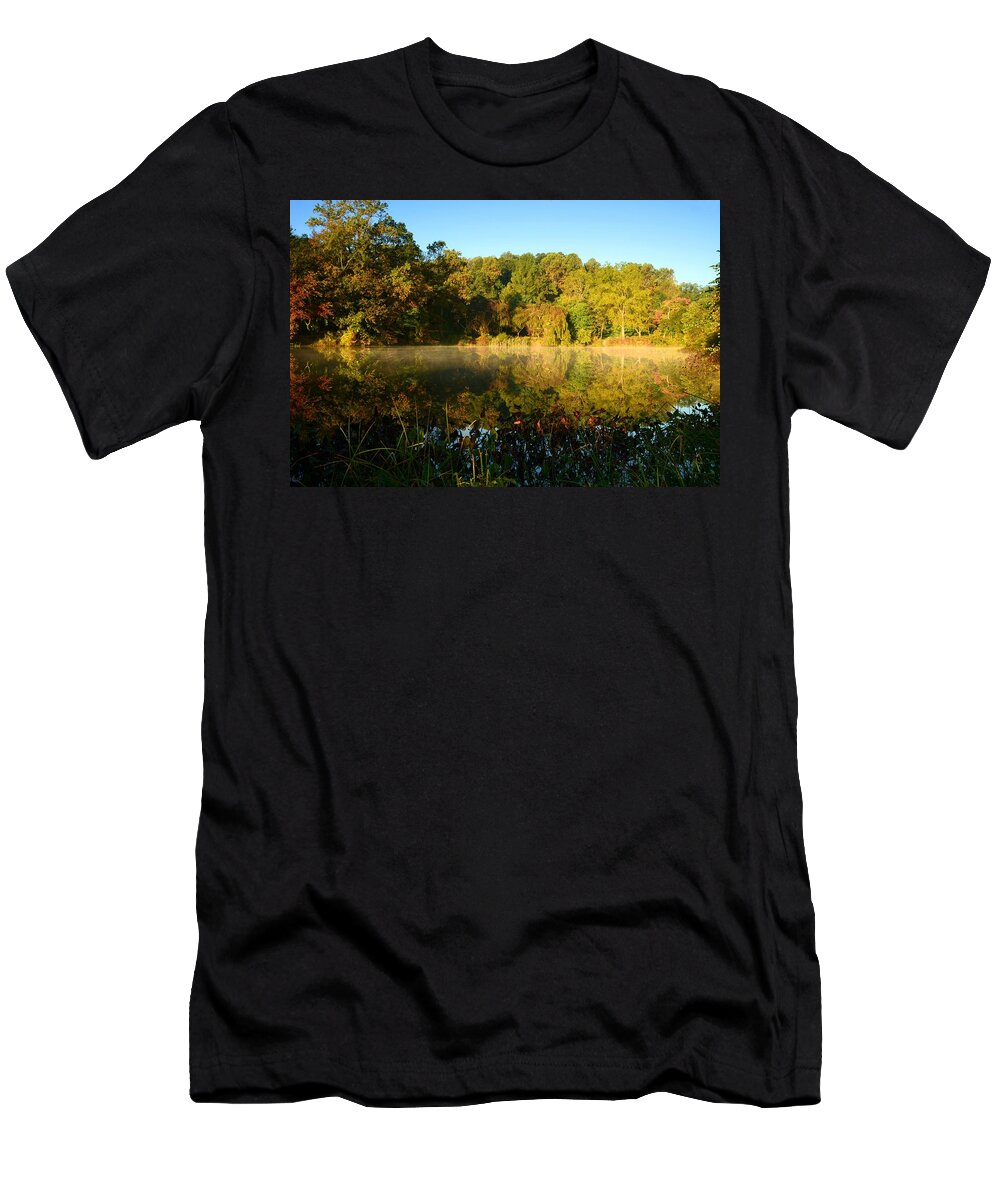 Autumn Landscapes T-Shirt featuring the photograph A Morning To Reflect by Angie Tirado