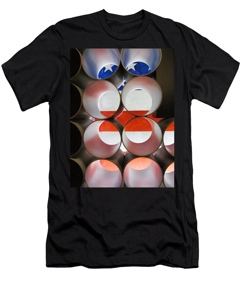 American T-Shirt featuring the photograph A New Perspective on the American Flag by Kathy Clark