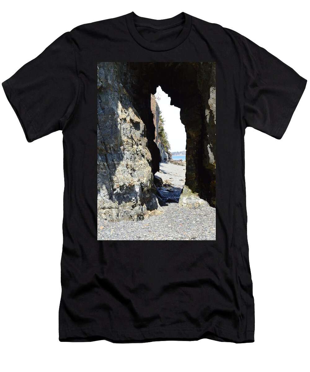 Coastal Rock Formations T-Shirt featuring the photograph A Pass Through on MDI by Lena Hatch