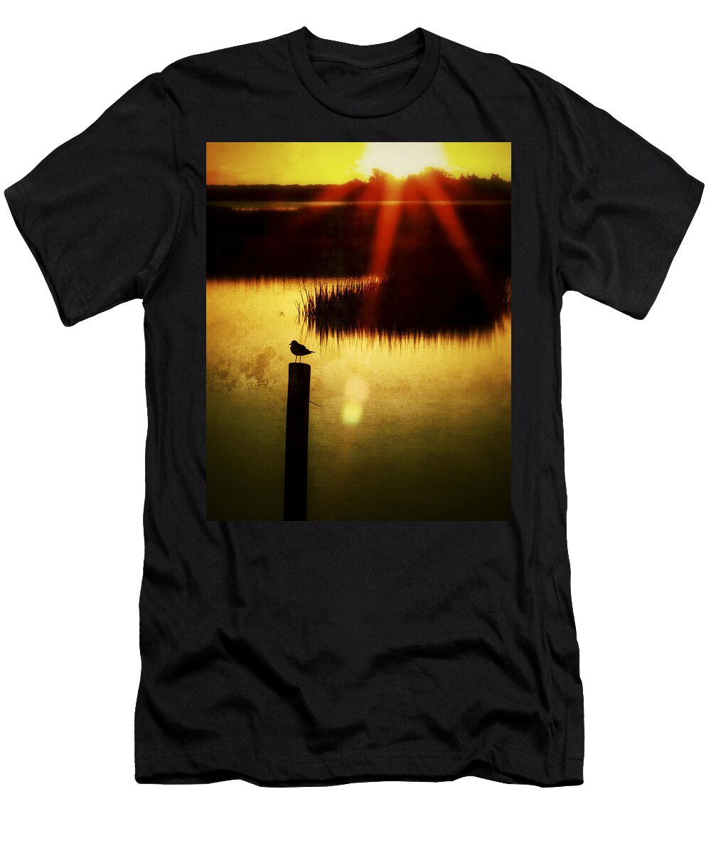 Blue T-Shirt featuring the photograph A Ray Of Hope Sunrise Sunset Image Art by Jo Ann Tomaselli