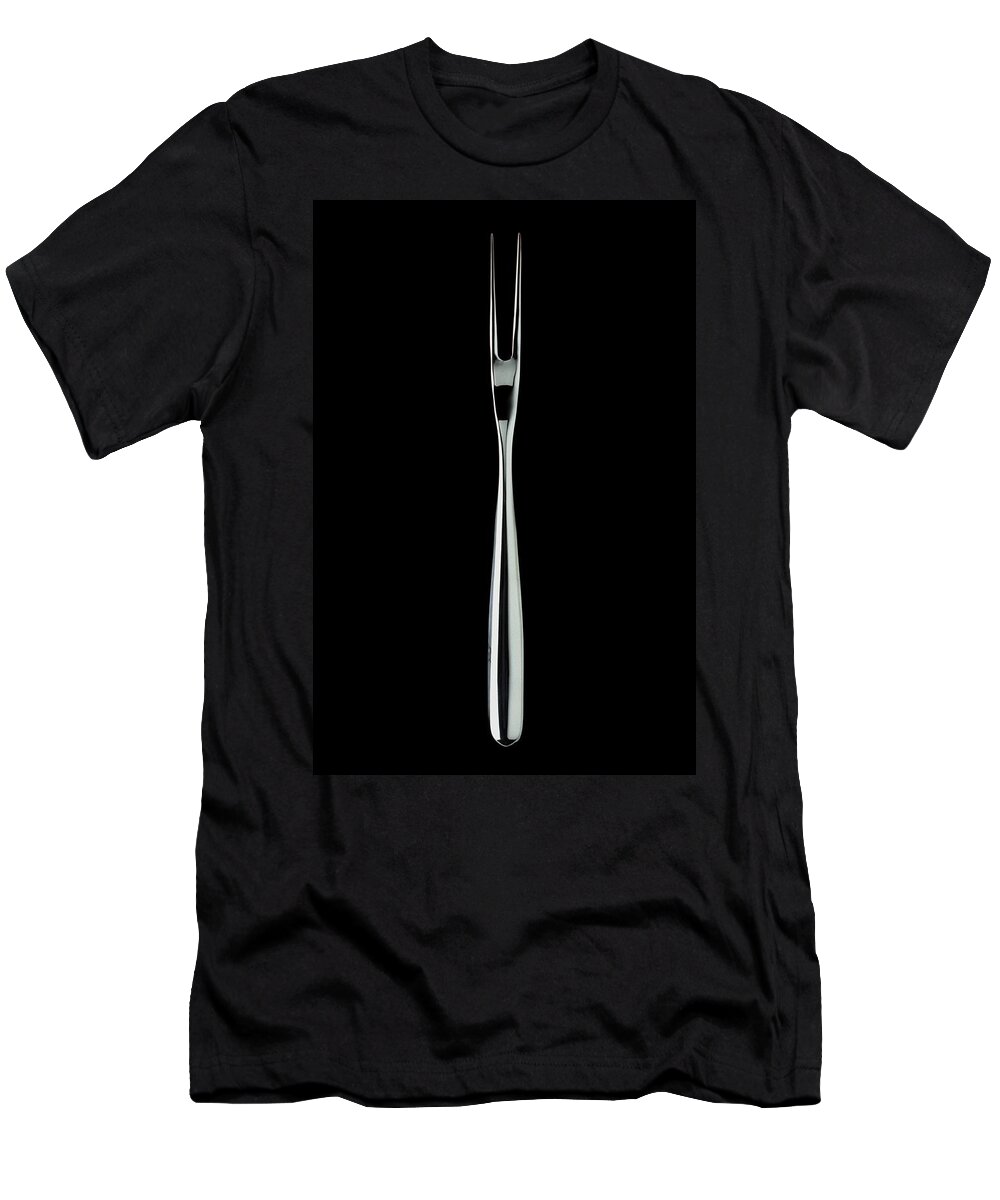 Fork T-Shirt featuring the photograph A Stainless Steel Fork by Romulo Yanes