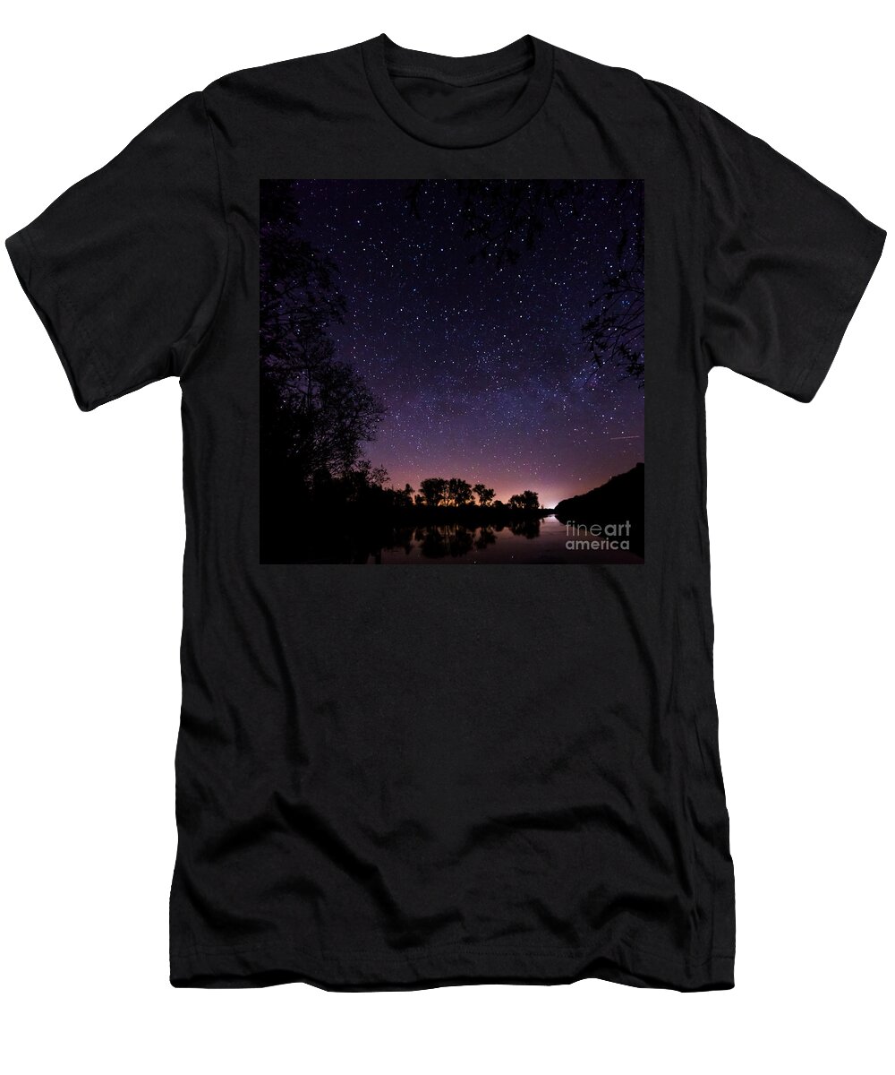 1x1 T-Shirt featuring the photograph a starry night at the Inn by Hannes Cmarits