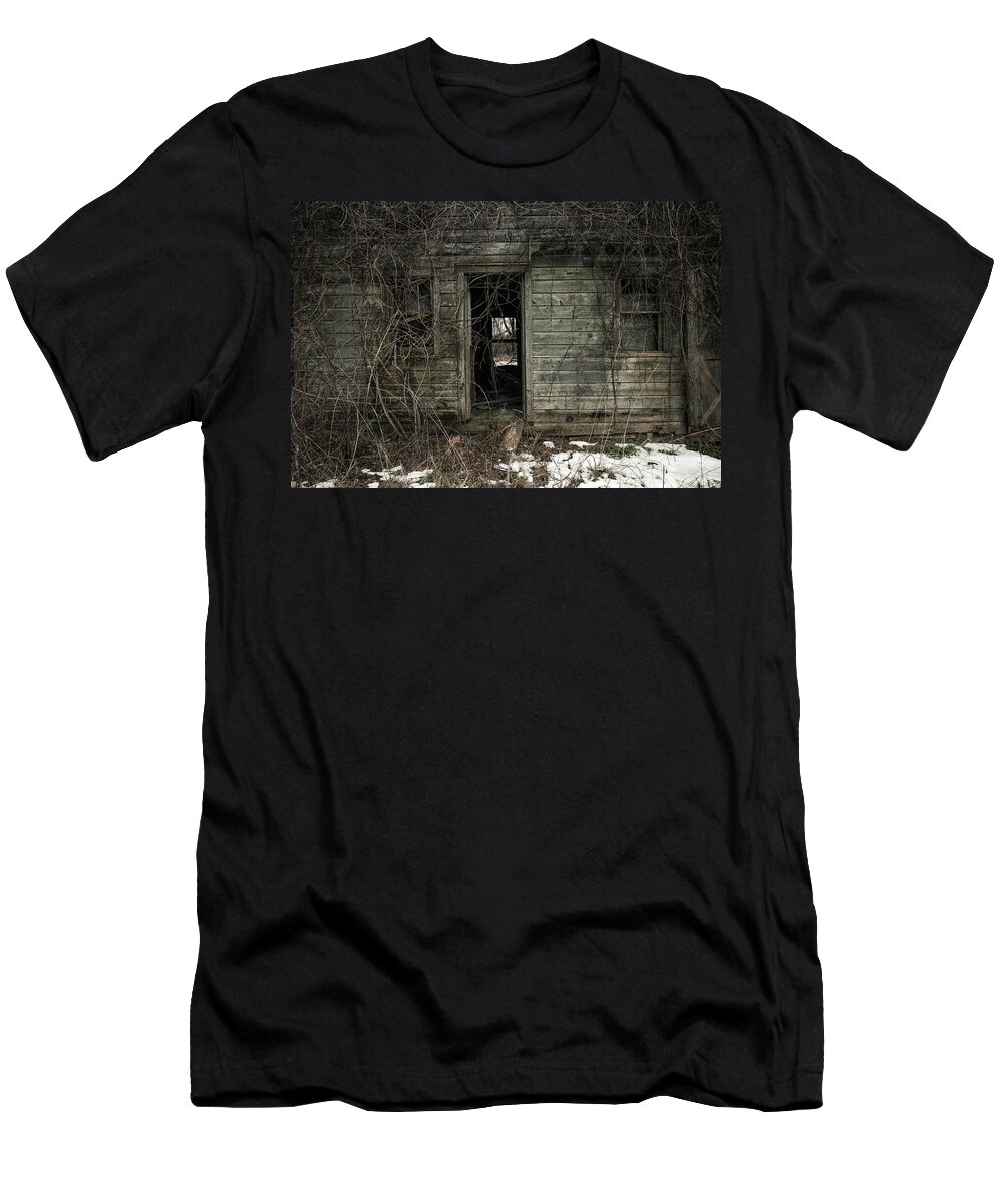 Rustic T-Shirt featuring the photograph Abandoned House - Enter House on the Hill by Gary Heller