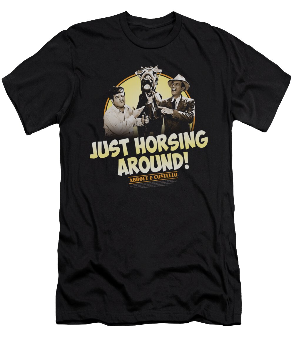 Abbott T-Shirt featuring the digital art Abbott And Costello - Horsing Around by Brand A