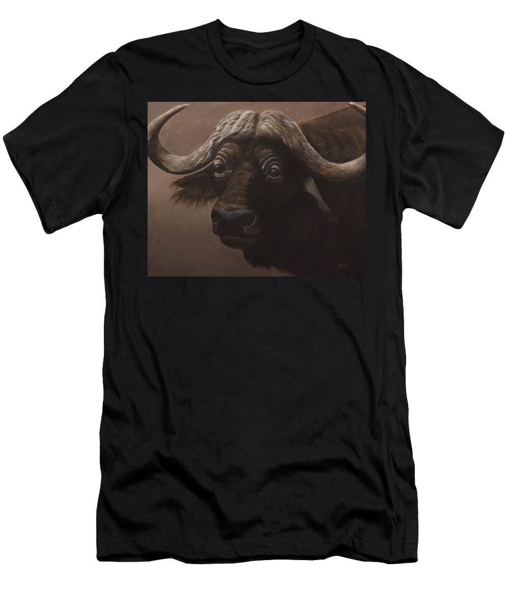 African Buffalo T-Shirt featuring the painting African Buffalo by Tammy Taylor