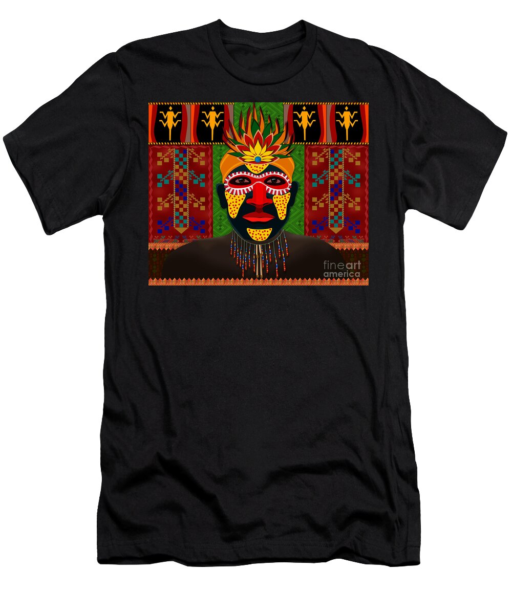 African T-Shirt featuring the digital art African Tribesman 1 by Peter Awax