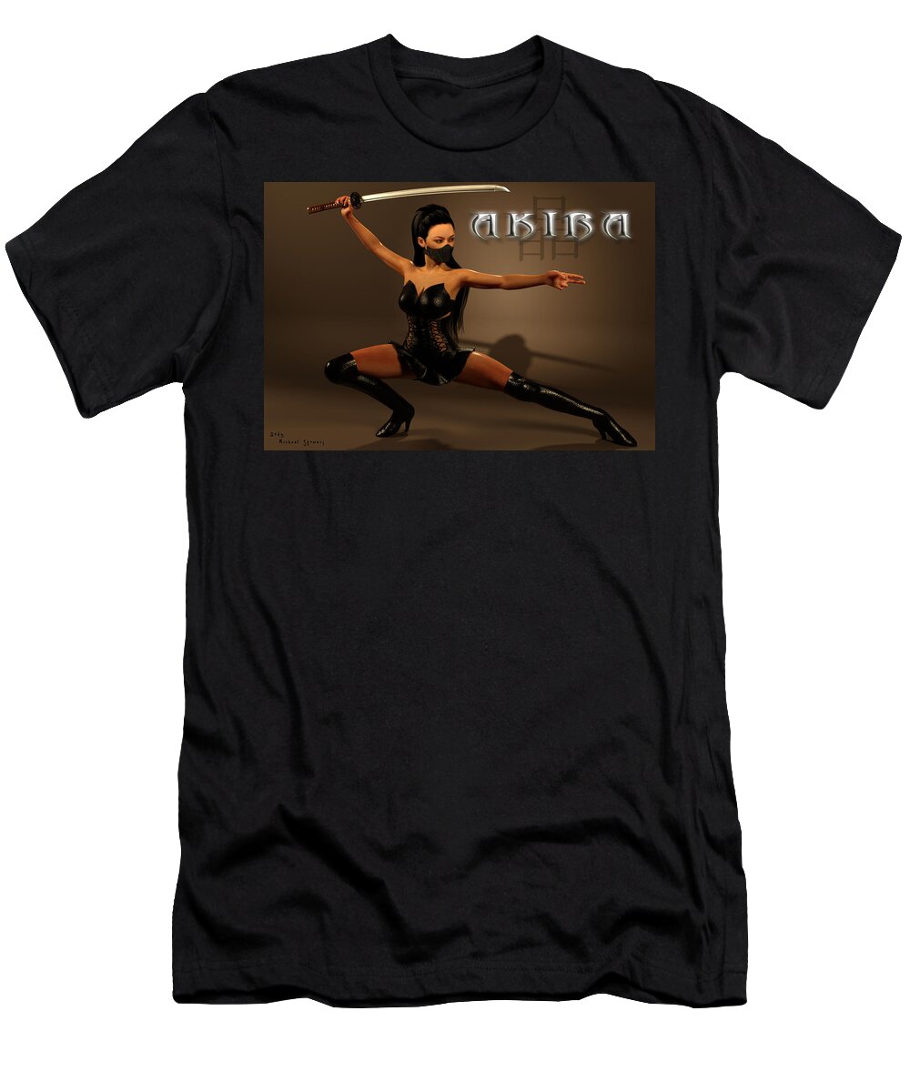 Ninja T-Shirt featuring the digital art Akira by Michael Stowers