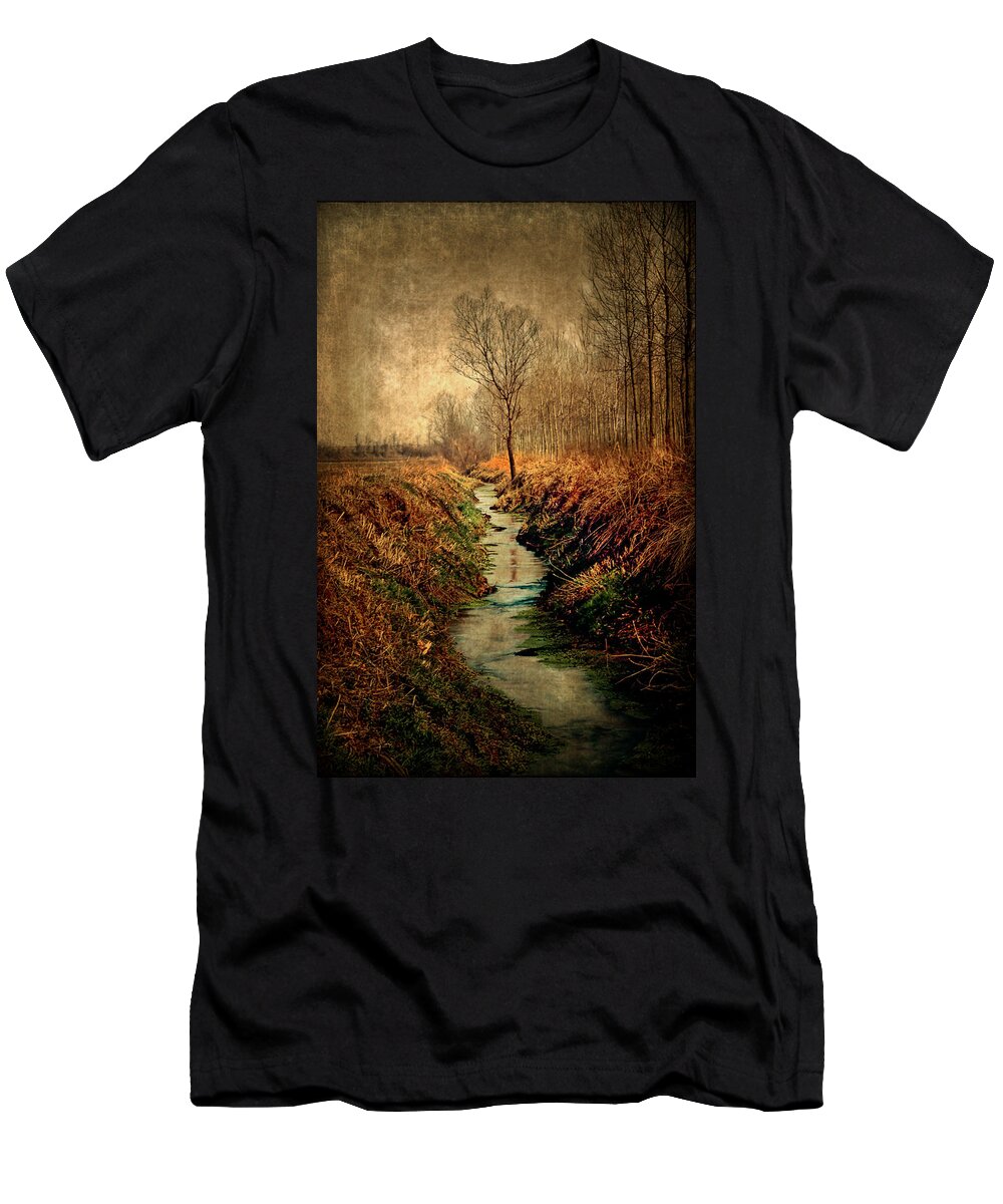 Nikonscanv T-Shirt featuring the photograph Along the canal by Roberto Pagani